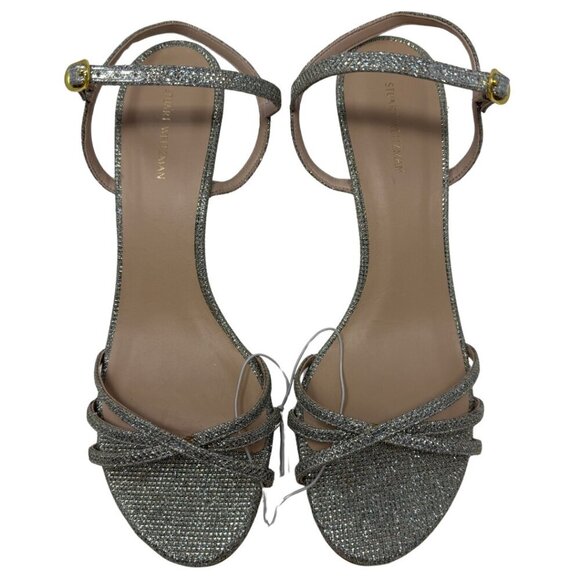 Stuart Weitzman Starla Sparkle Stiletto Heels Womens 10 Silver Gold Strappy NWOB - Picture 2 of 14